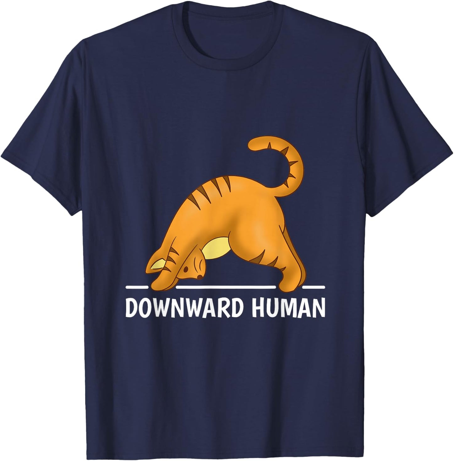 Downward Human Cat T-Shirt - T-Shirt | Navy