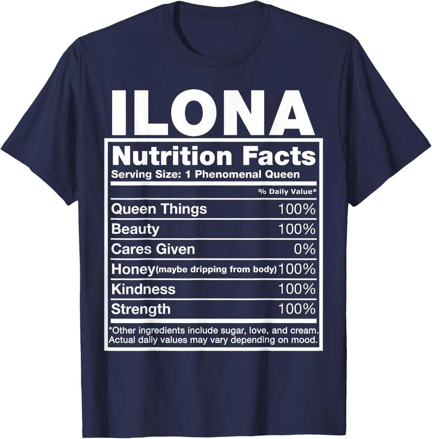 Ilona Nutrition Facts Ilona Name Birthday Shirt T-Shirt - T-Shirt | Navy
