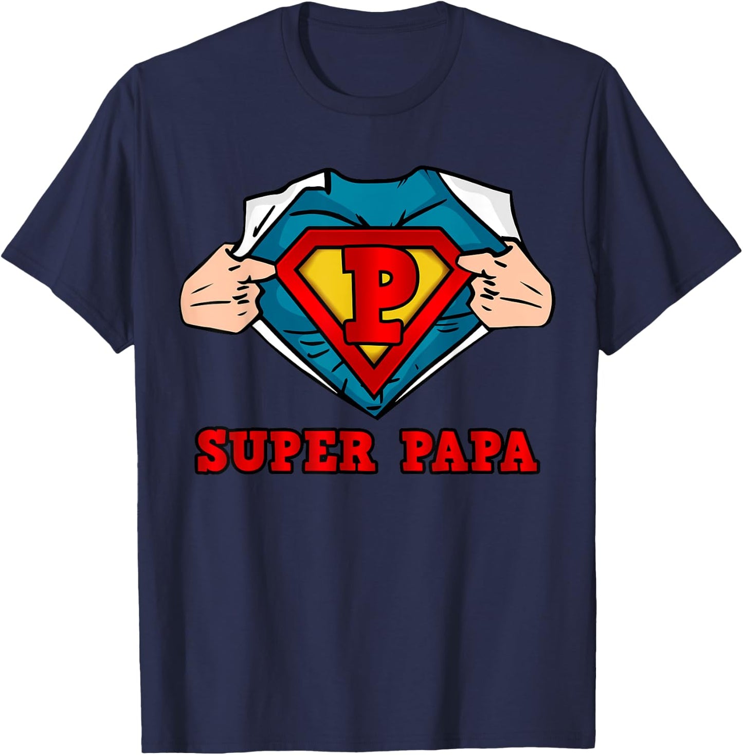 SUPERHERO SUPER PAPA - GREAT Gift DAD T-Shirt - T-Shirt | Navy