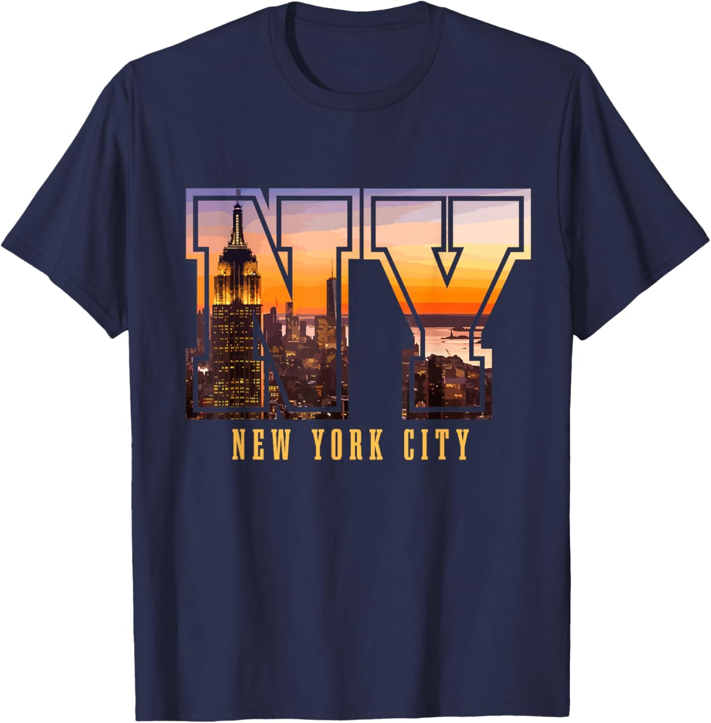New York City NYC NY Skyline USA America Souvenir Gift T-Shirt - T-Shirt | Navy