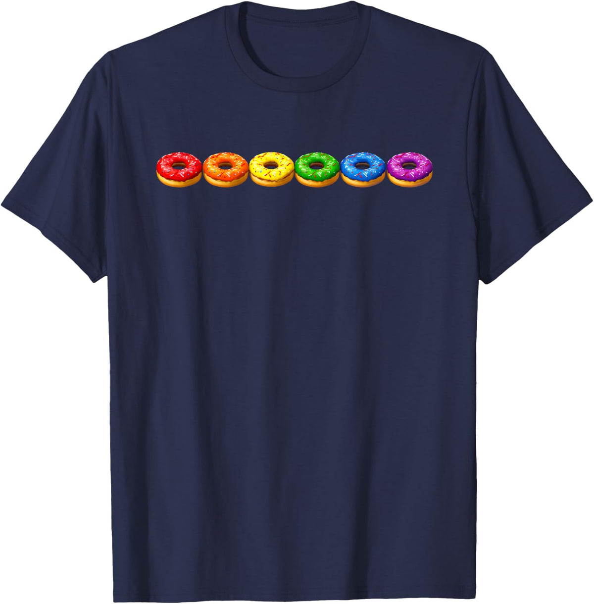 Gay Pride Month Donuts LGBT Rainbow Flag LGBTQ Flag Queer T-Shirt - T-Shirt | Navy