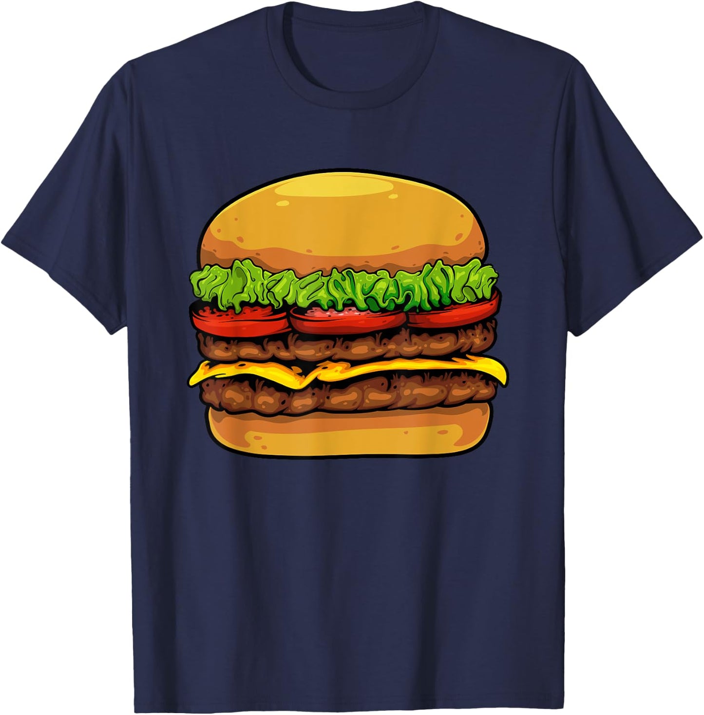 Funny Hamburger Art For Kids Men Women Cheeseburger Lover T-Shirt - T-Shirt | Navy