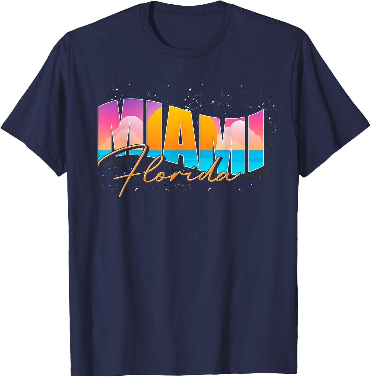 FL State Summer Vacation Tropical South Beach Miami Florida T-Shirt - T-Shirt | Navy