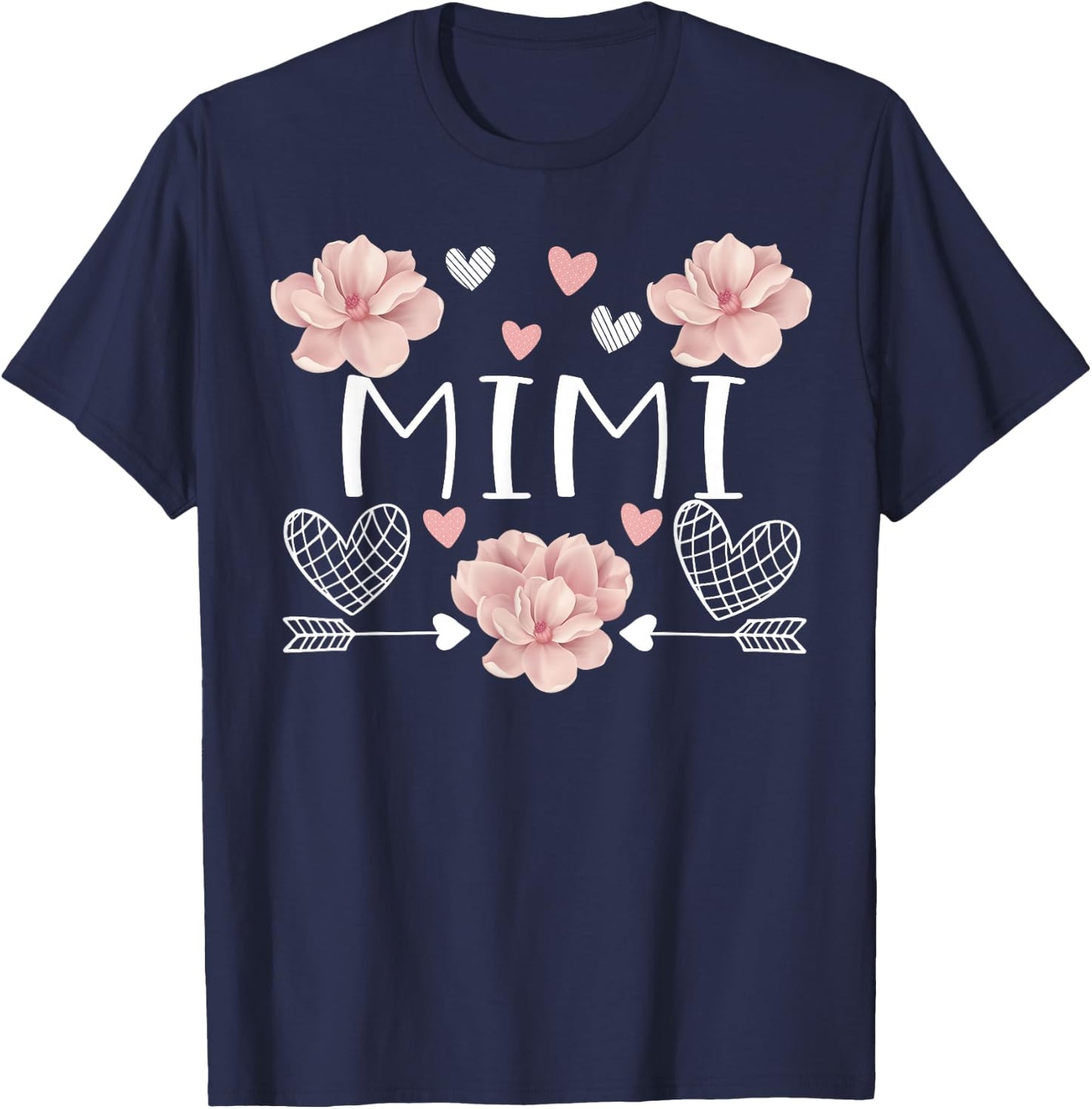 Mimi shirt Pink Flowers Mother's Day Mimi T-Shirt - T-Shirt | Navy