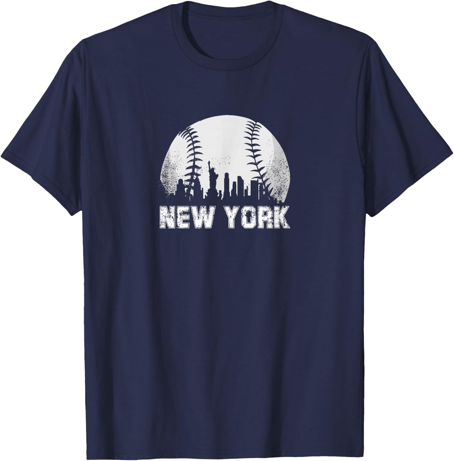 New York City Skyline Baseball Lover T-Shirt - T-Shirt | Navy