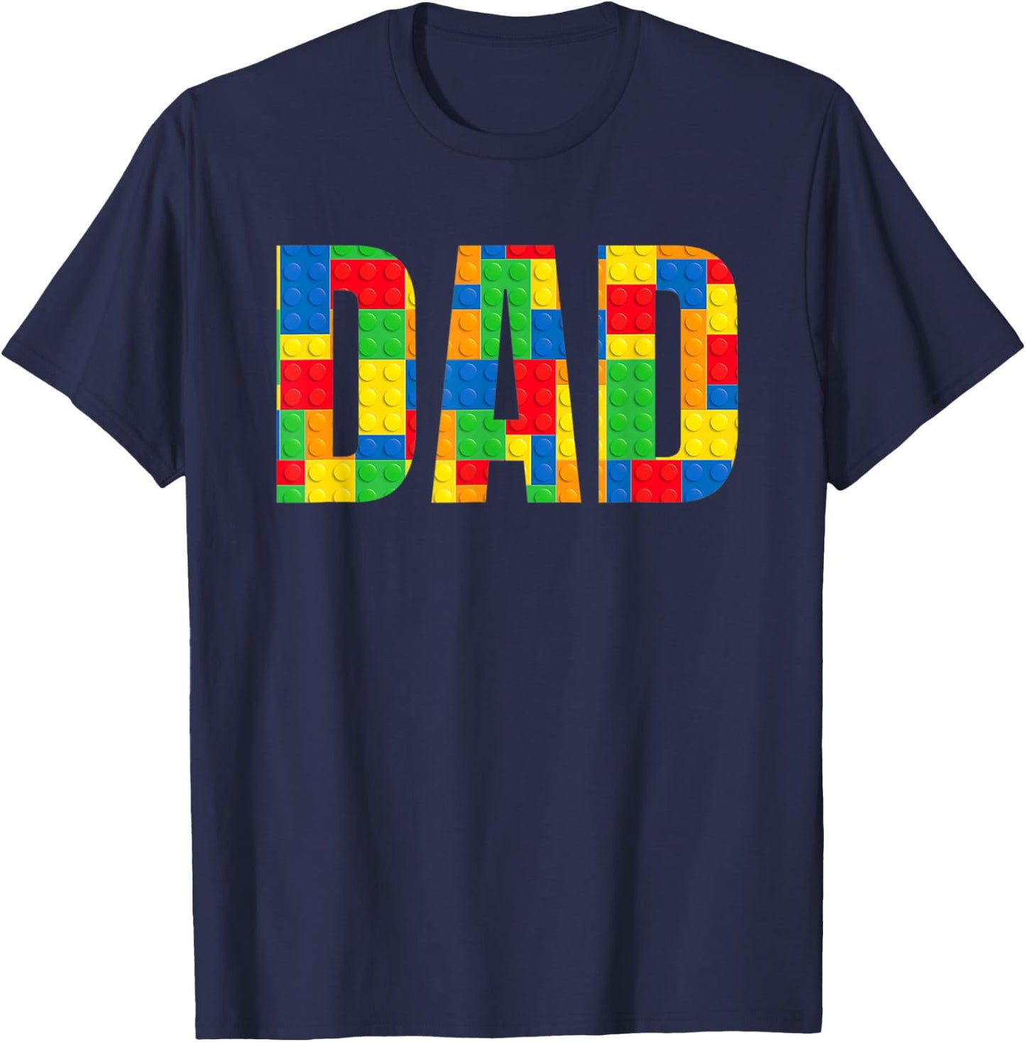 Dad Parent Brick Master Builder Building Blocks Set Family T T-Shirt - T-Shirt | Navy