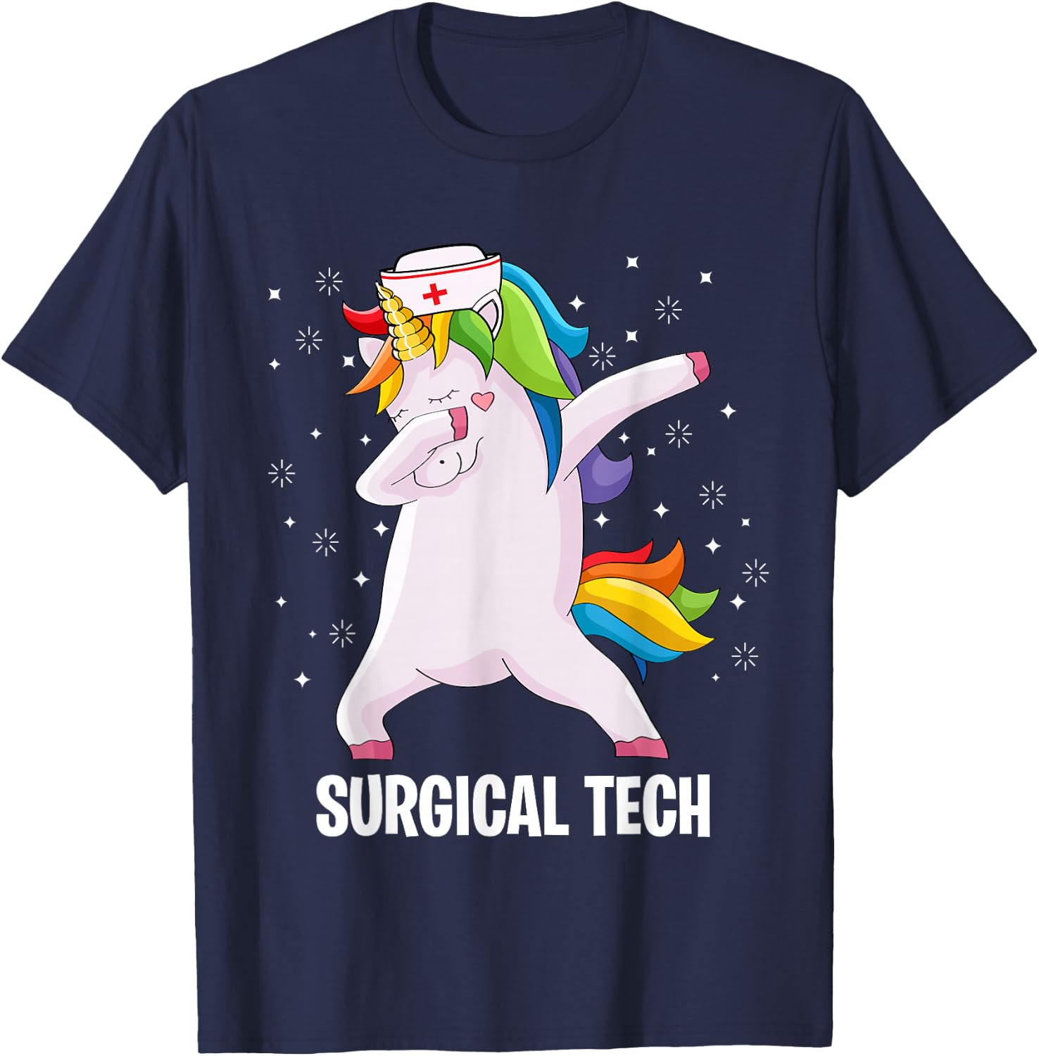 Funny Scrub Tech Surgical Tech Week Technologist Unicorn T-Shirt - T-Shirt | Navy