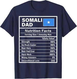 Somali Dad Nutrition Facts Father's Day National Heritage T-Shirt - T-Shirt | Navy