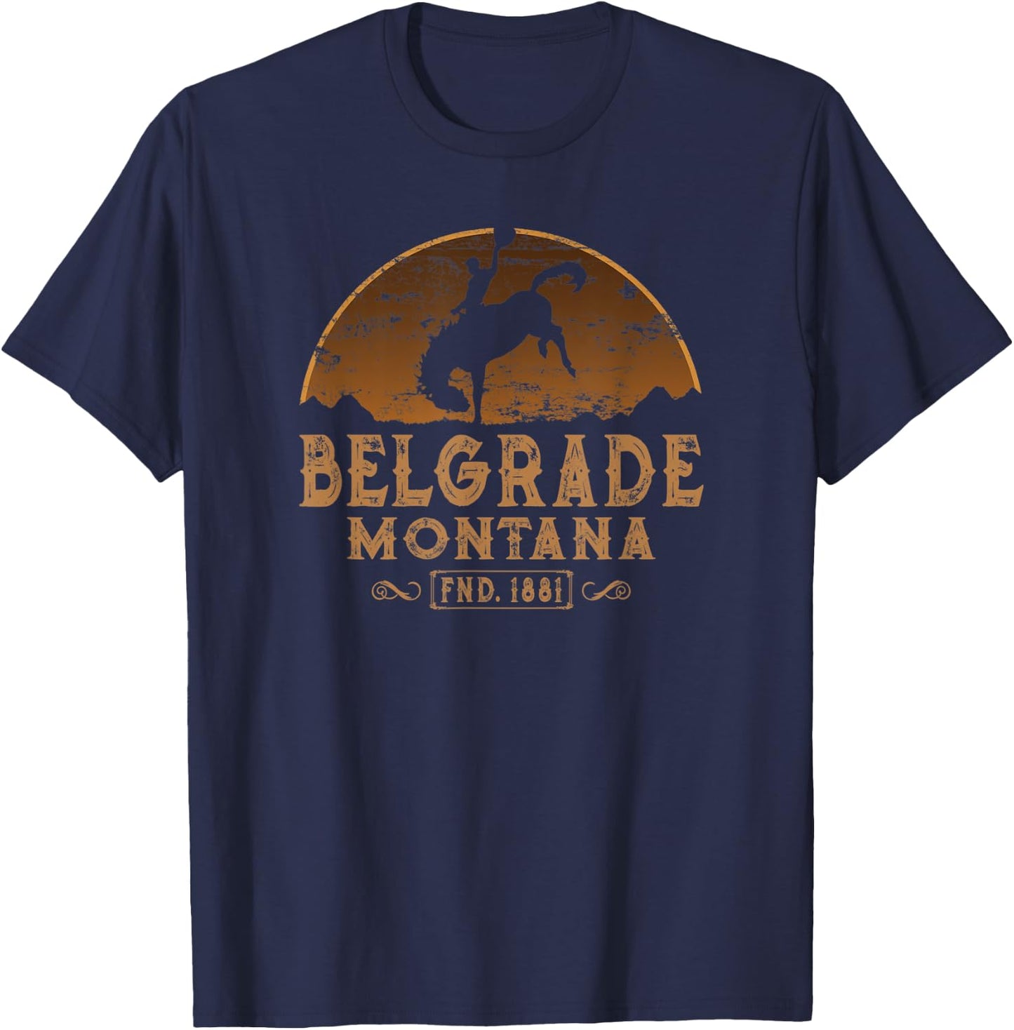 Belgrade Montana MT Wild West Rodeo Cowboy T-Shirt - T-Shirt | Navy