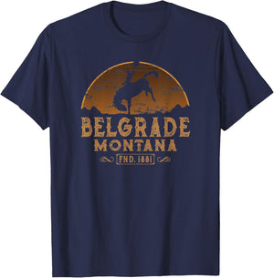 Belgrade Montana MT Wild West Rodeo Cowboy T-Shirt - T-Shirt | Navy