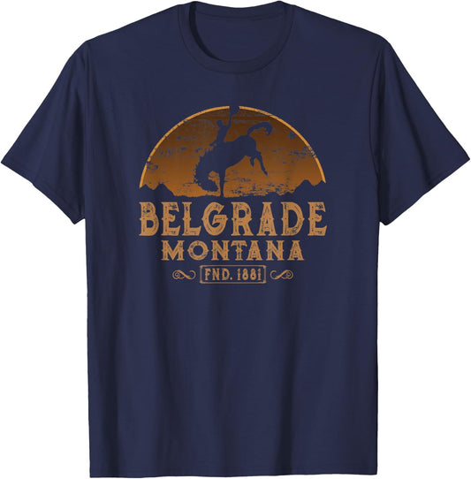 Belgrade Montana MT Wild West Rodeo Cowboy T-Shirt - T-Shirt | Navy