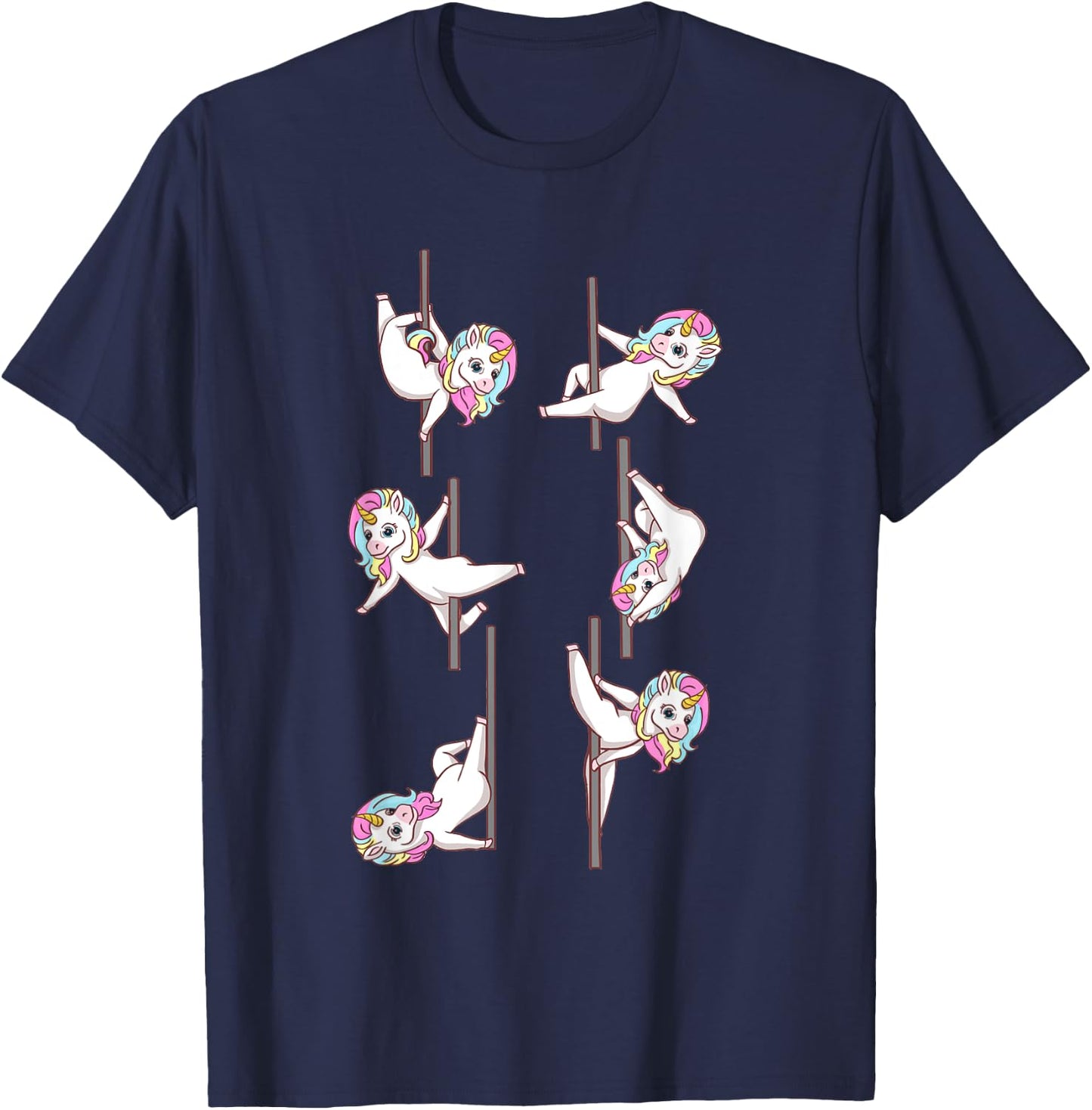Cute Unicorns Pole Dancing Funny Pole Dance Lover T-Shirt - T-Shirt | Navy