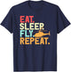 Eat Sleep Fly Repeat Retro Aviation Heli Pilot Helicopter T-Shirt - T-Shirt | Navy