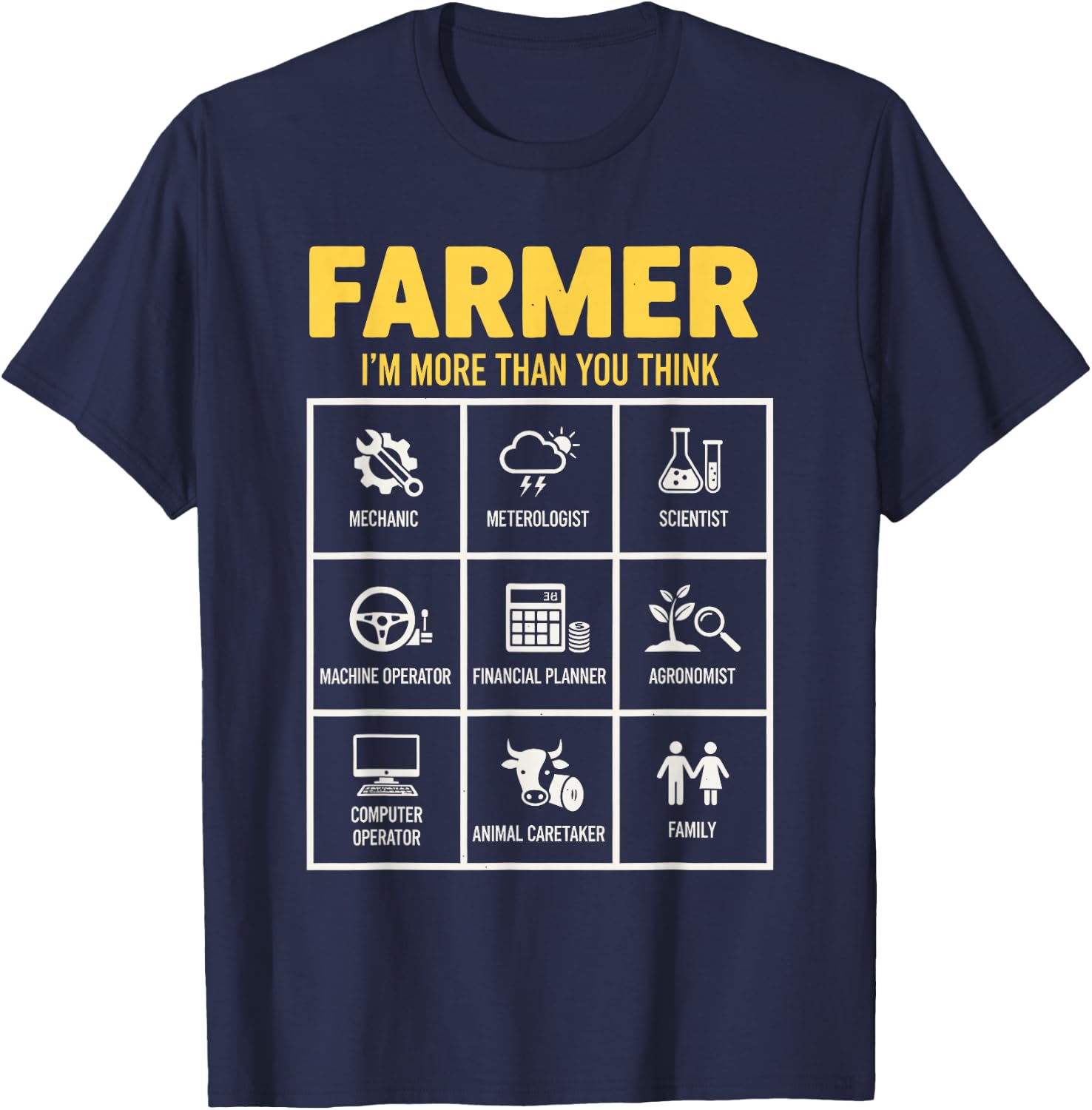 Farmer I'm More Than You Think Farm Farming T-Shirt - T-Shirt | Navy