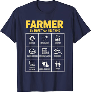 Farmer I'm More Than You Think Farm Farming T-Shirt - T-Shirt | Navy