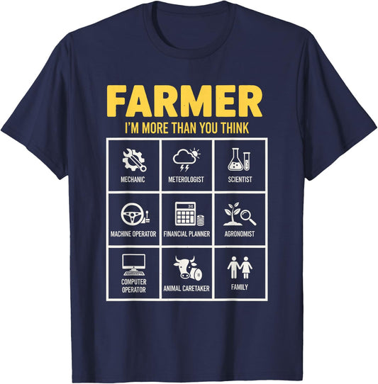 Farmer I'm More Than You Think Farm Farming T-Shirt - T-Shirt | Navy