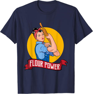 Flour Power - Funny Baking & Pastry Baker - Baking Gift Small T-Shirt - T-Shirt | Navy