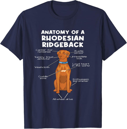 Anatomy of a Rhodesian Ridgeback | Dog Rhodesian Ridgeback T-Shirt - T-Shirt | Navy