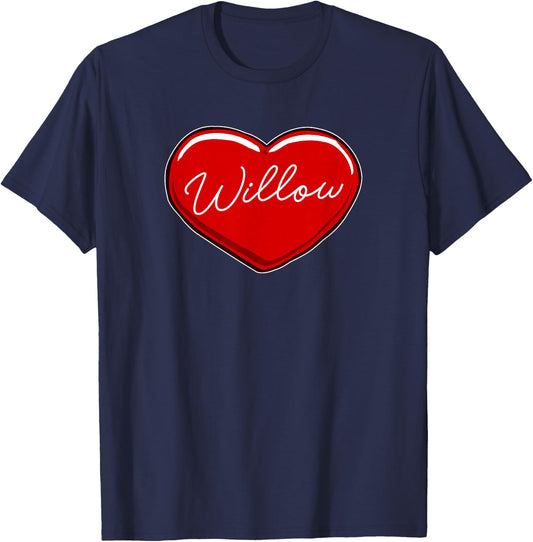 Hand Drawn Heart Willow - First Name Hearts I Love Willow T-Shirt - T-Shirt | Navy