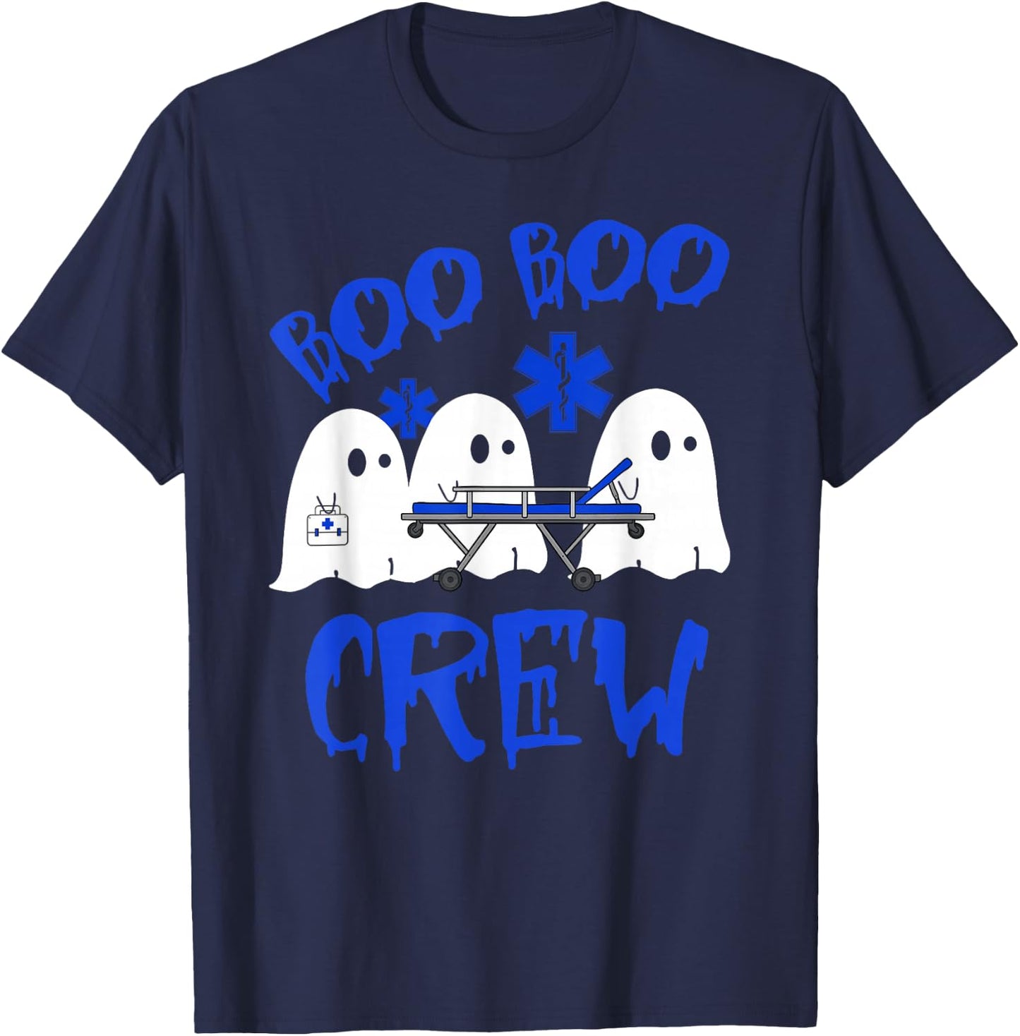 Boo Boo Crew Funny Ghost EMT EMS Paramedic Nurse Halloween T-Shirt - T-Shirt | Navy