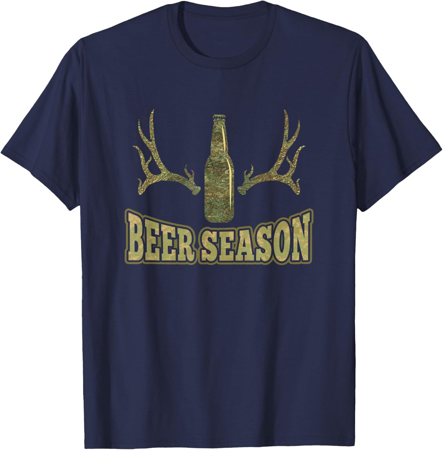 Beer Season Design Funny Camo Deer Hunting Pun For Hunters T-Shirt - T-Shirt | Navy