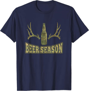 Beer Season Design Funny Camo Deer Hunting Pun For Hunters T-Shirt - T-Shirt | Navy