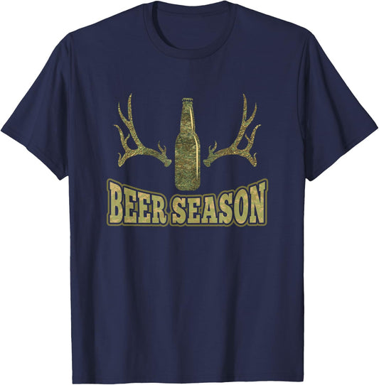Beer Season Design Funny Camo Deer Hunting Pun For Hunters T-Shirt - T-Shirt | Navy