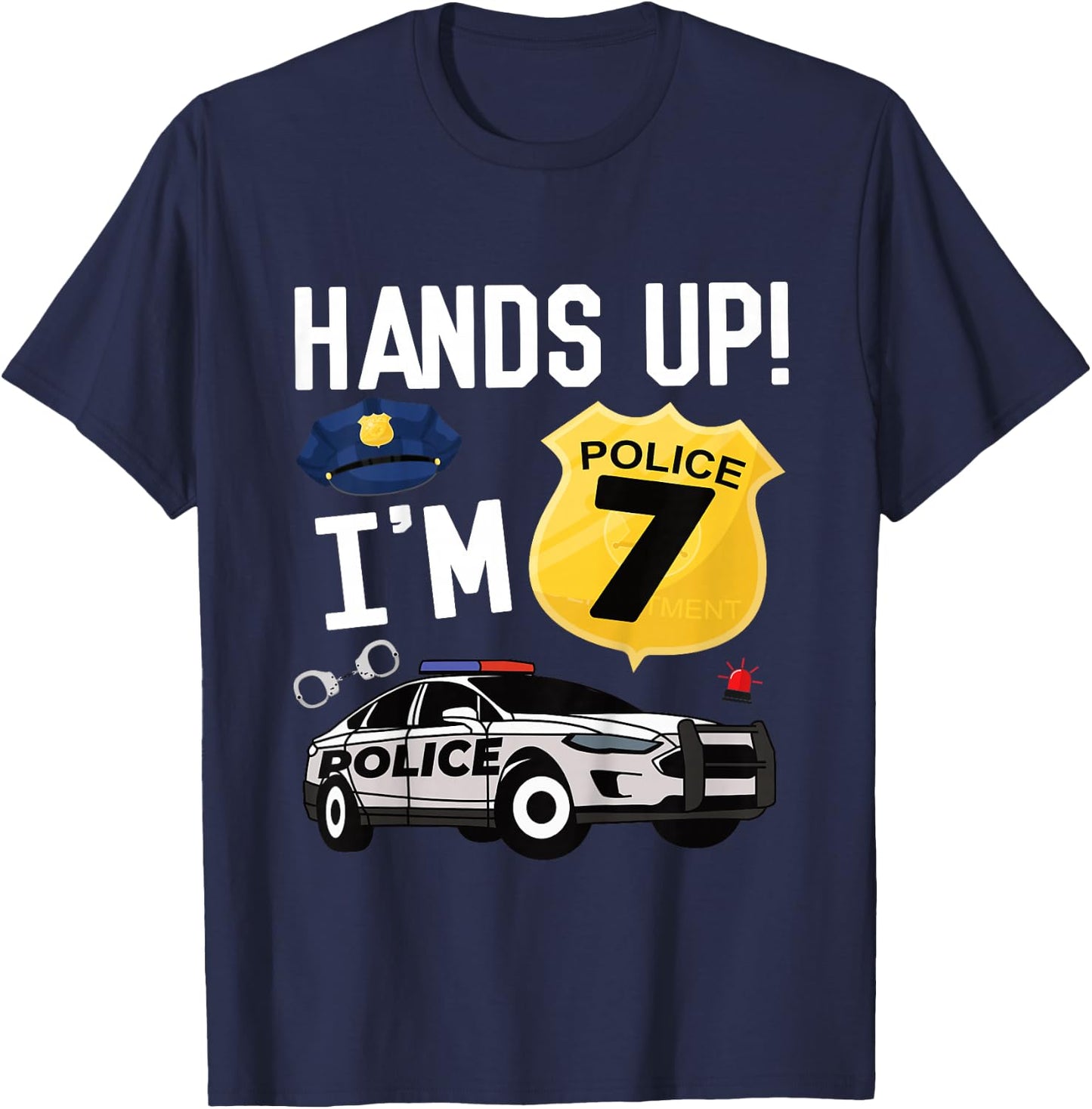 Kids 7th Birthday Policeman Boy Seven Year Old Police Officer T-Shirt - T-Shirt | Navy