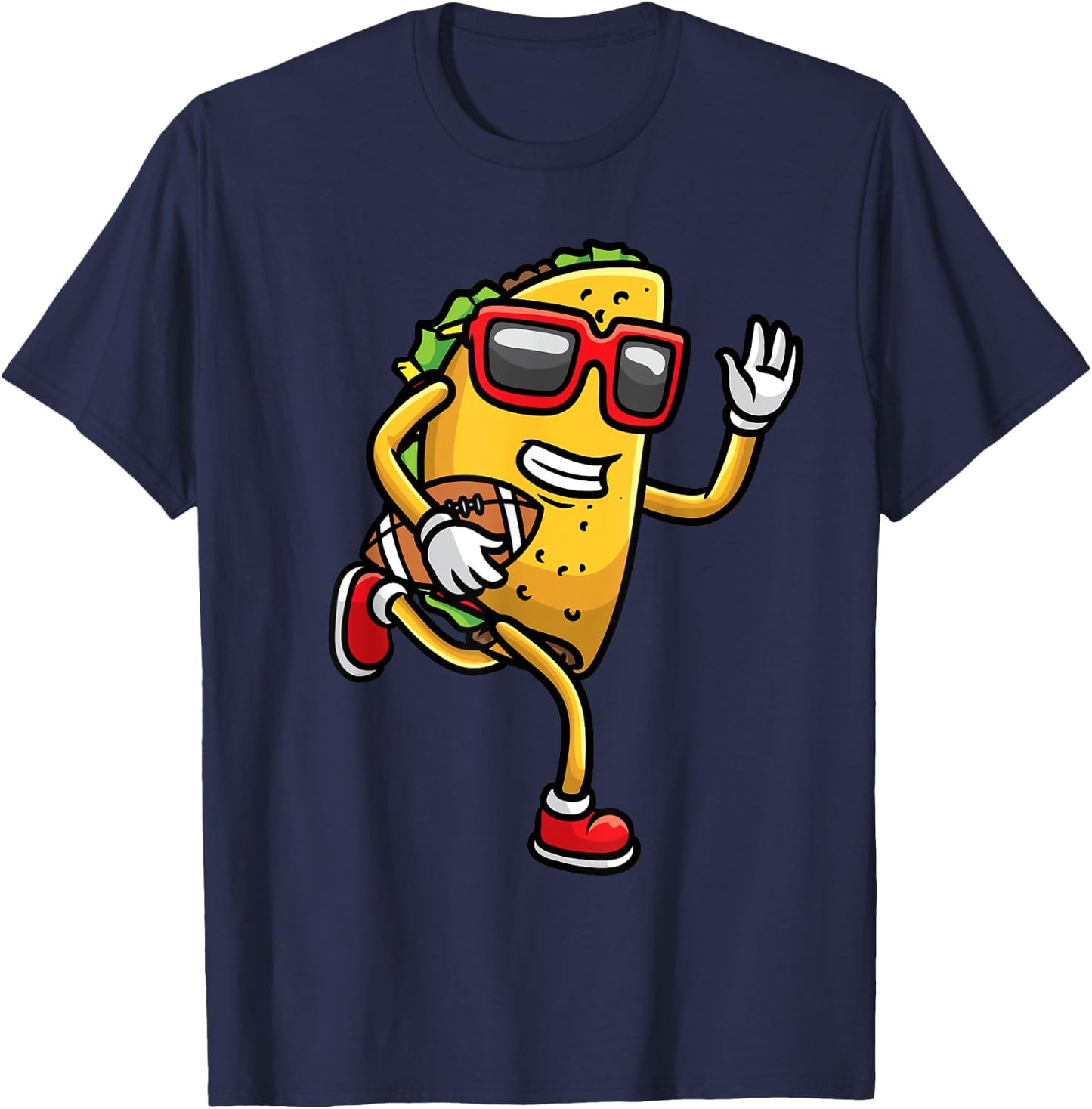 Taco Playing Football Mexican Cinco De Mayo Kids Men T-Shirt - T-Shirt | Navy