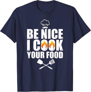 Funny Chef Art Women Restaurant Cooking Food Lover T-Shirt - T-Shirt | Navy