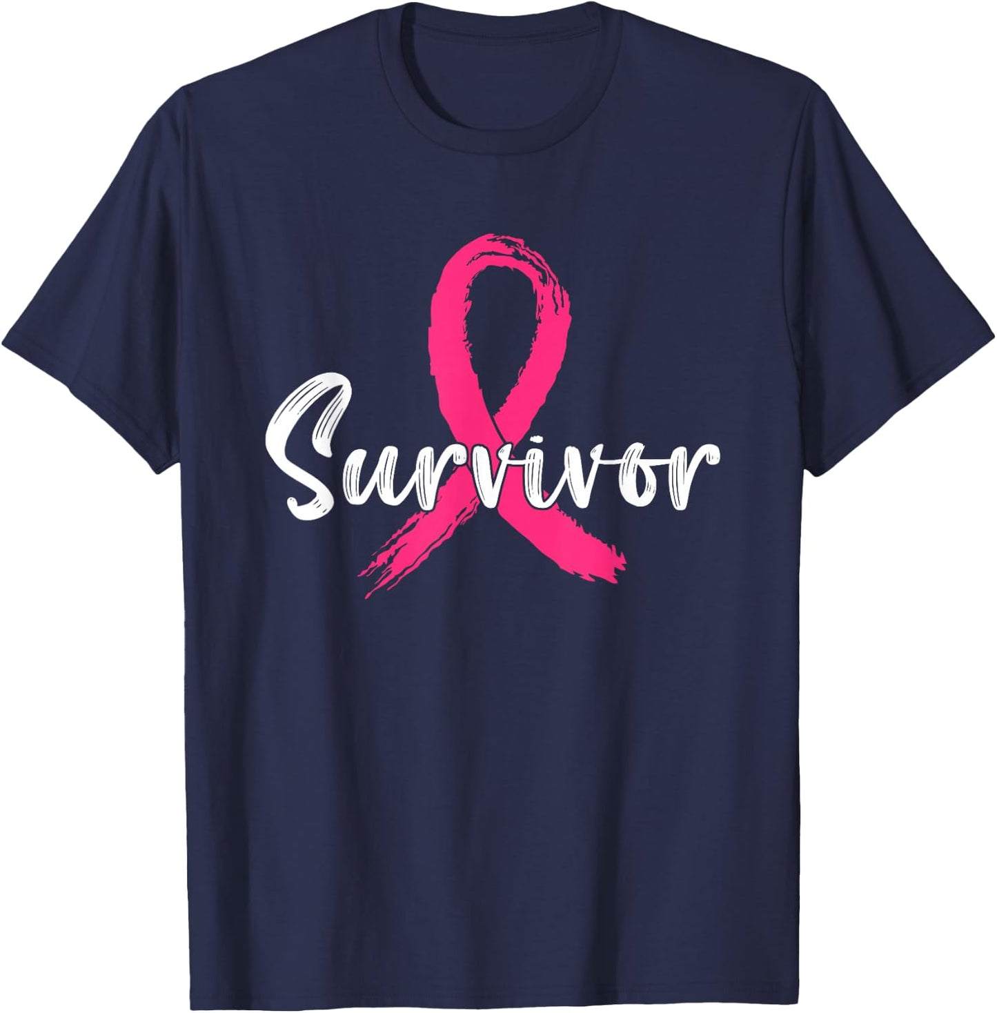 Breast Cancer Survivor Pink Ribbon Breast Cancer Awareness T-Shirt - T-Shirt | Navy