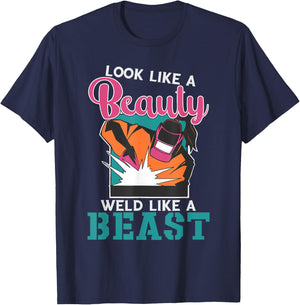 Welding Welder Woman Ironworker Iron Worker Ironworking T-Shirt - T-Shirt | Navy