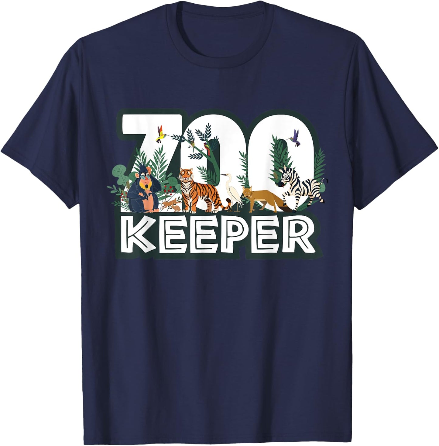 Zookeeper Wild woods jungle Tropical Forest Animals Theme T-Shirt - T-Shirt | Navy