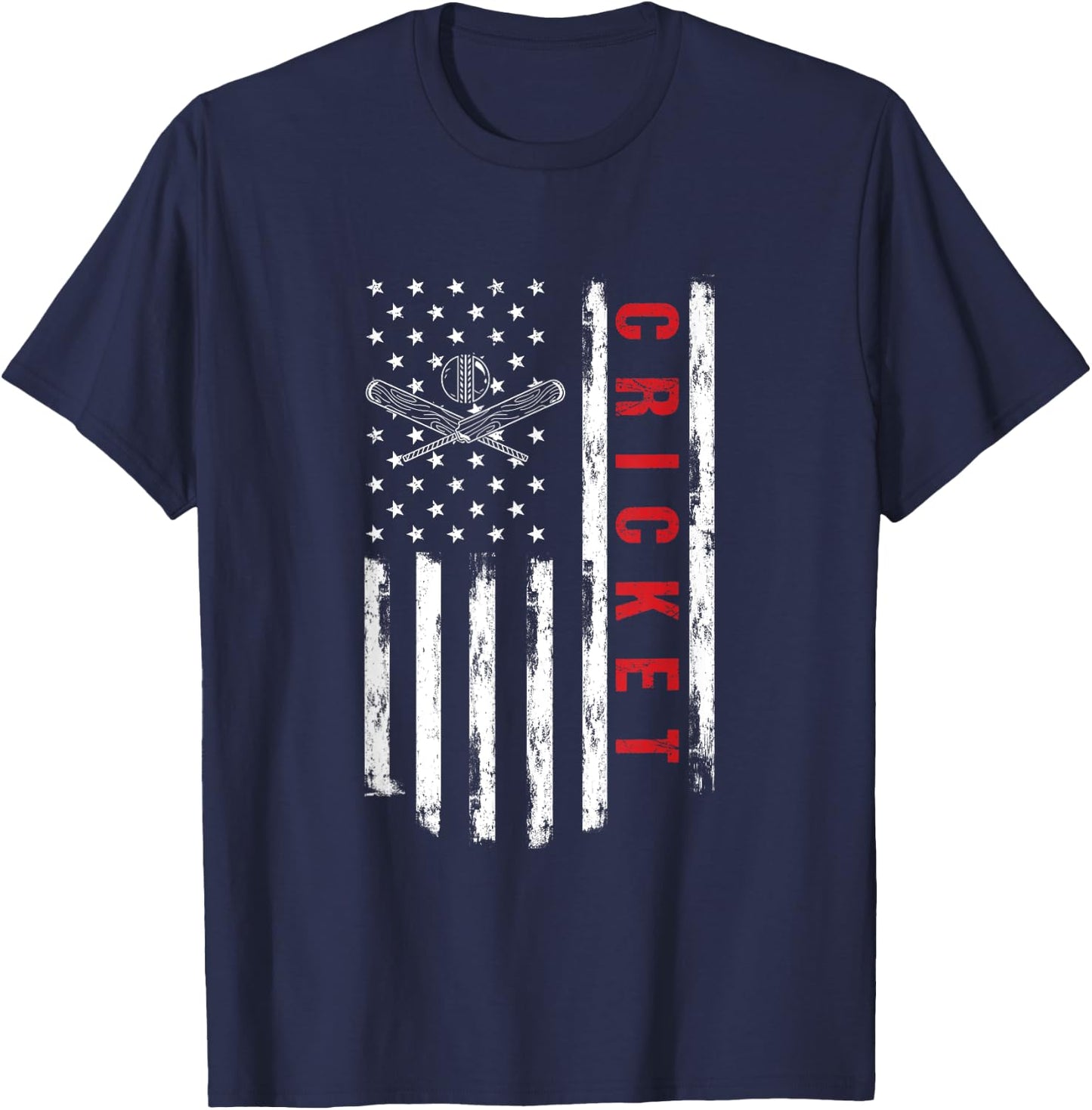 Cricket Player US American Flag Cricketer Bowler Men T-Shirt - T-Shirt | Navy