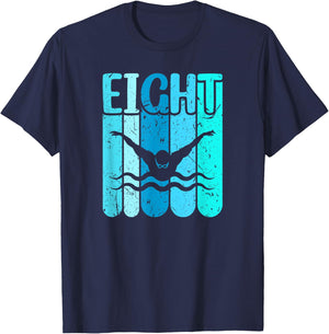 Swimmer 8th Birthday Swimming T-Shirt - T-Shirt | Navy