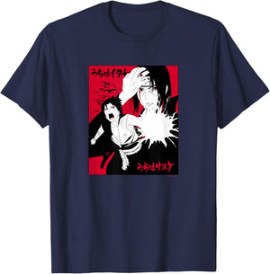 Naruto Shippuden Itachi & Sasuke with Kanji Animed T-Shirt - T-Shirt | Navy