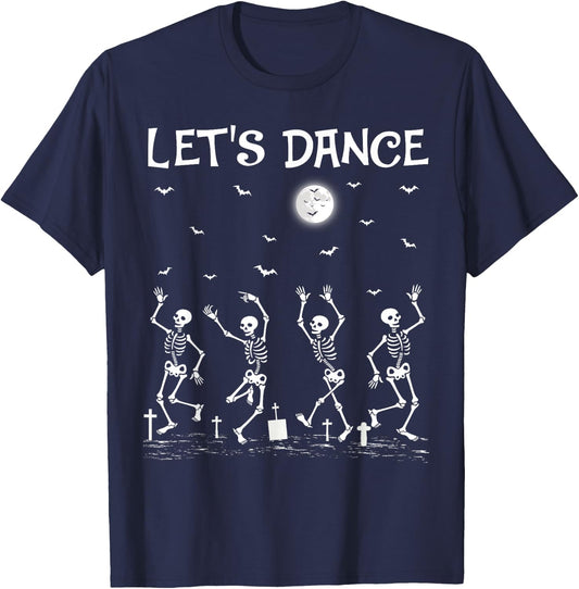 Funny Let's Dance Skeletons Dance Halloween T-Shirt - T-Shirt | Navy