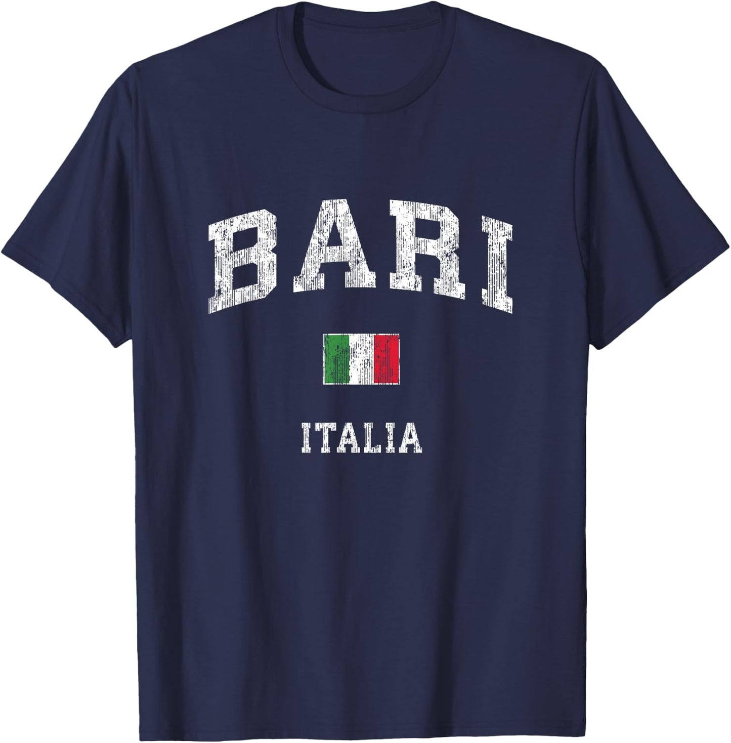 Bari Italy Vintage Italia Athletic Sports Design T-Shirt - T-Shirt | Navy