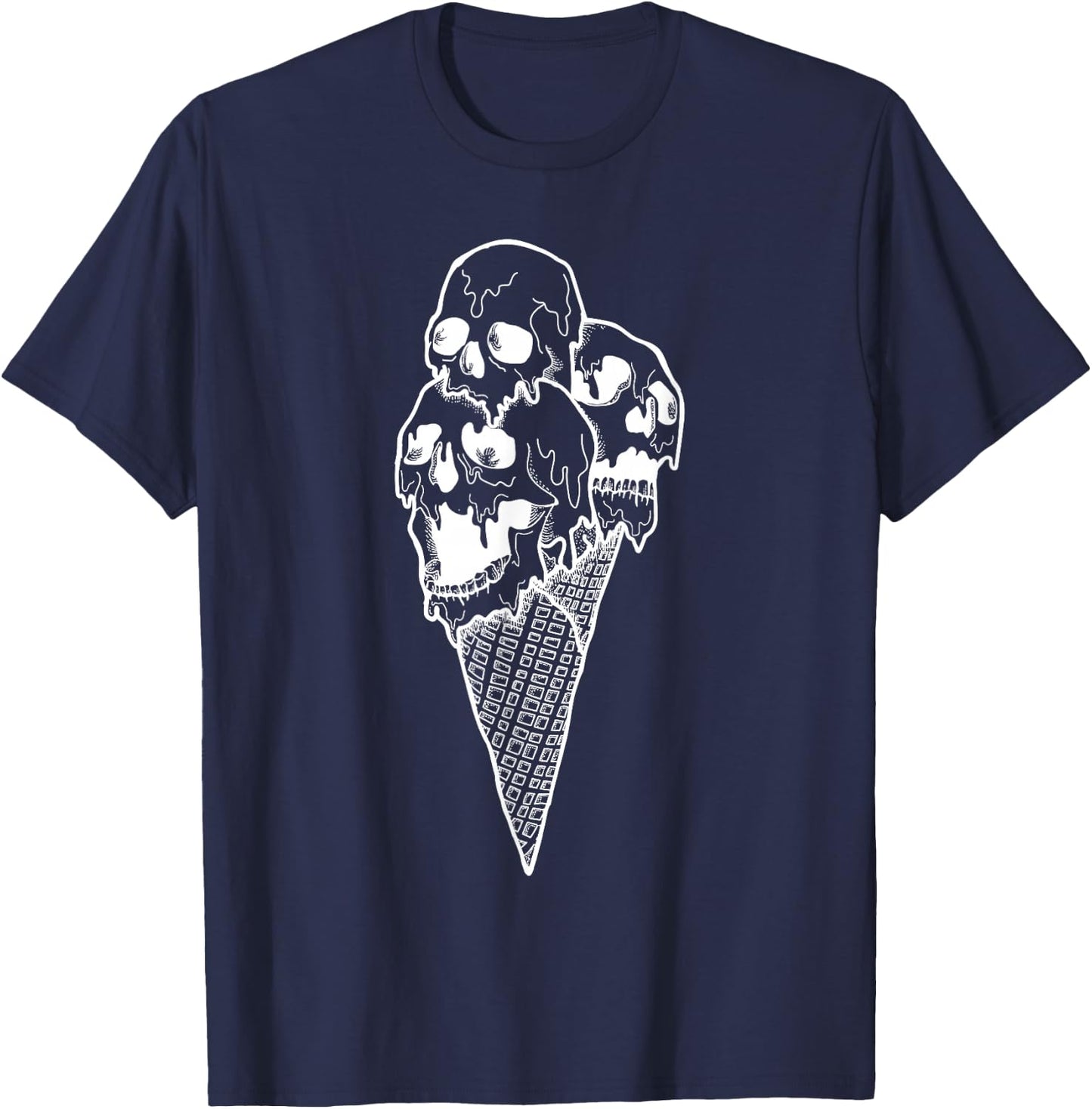 Creepy Skulls Icecream Horror Halloween Design T-Shirt - T-Shirt | Navy