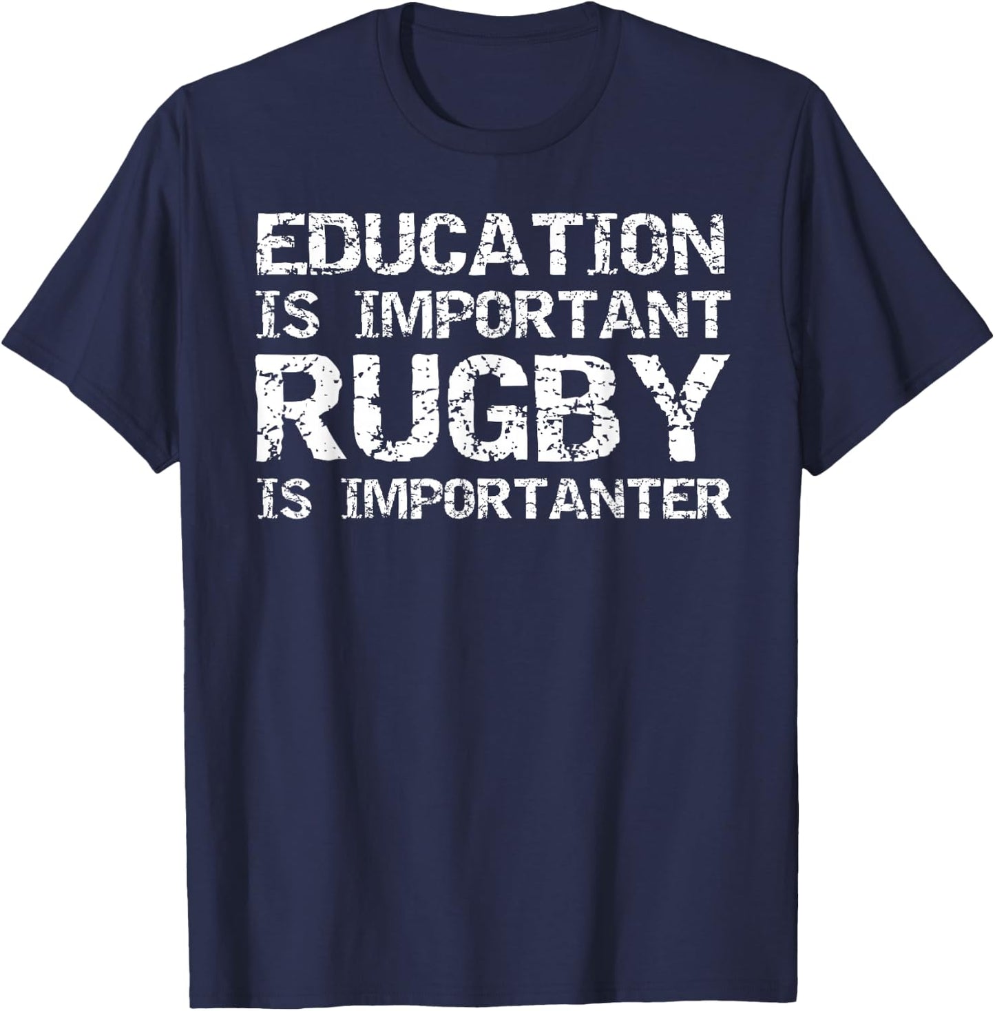 Funny Rugby Shirts & Vintage Gifts Design Studio Women's & Girls' Black Cotton/Polyester Rugby Humorous Graphic Design T-Shirt - T-Shirt | Navy