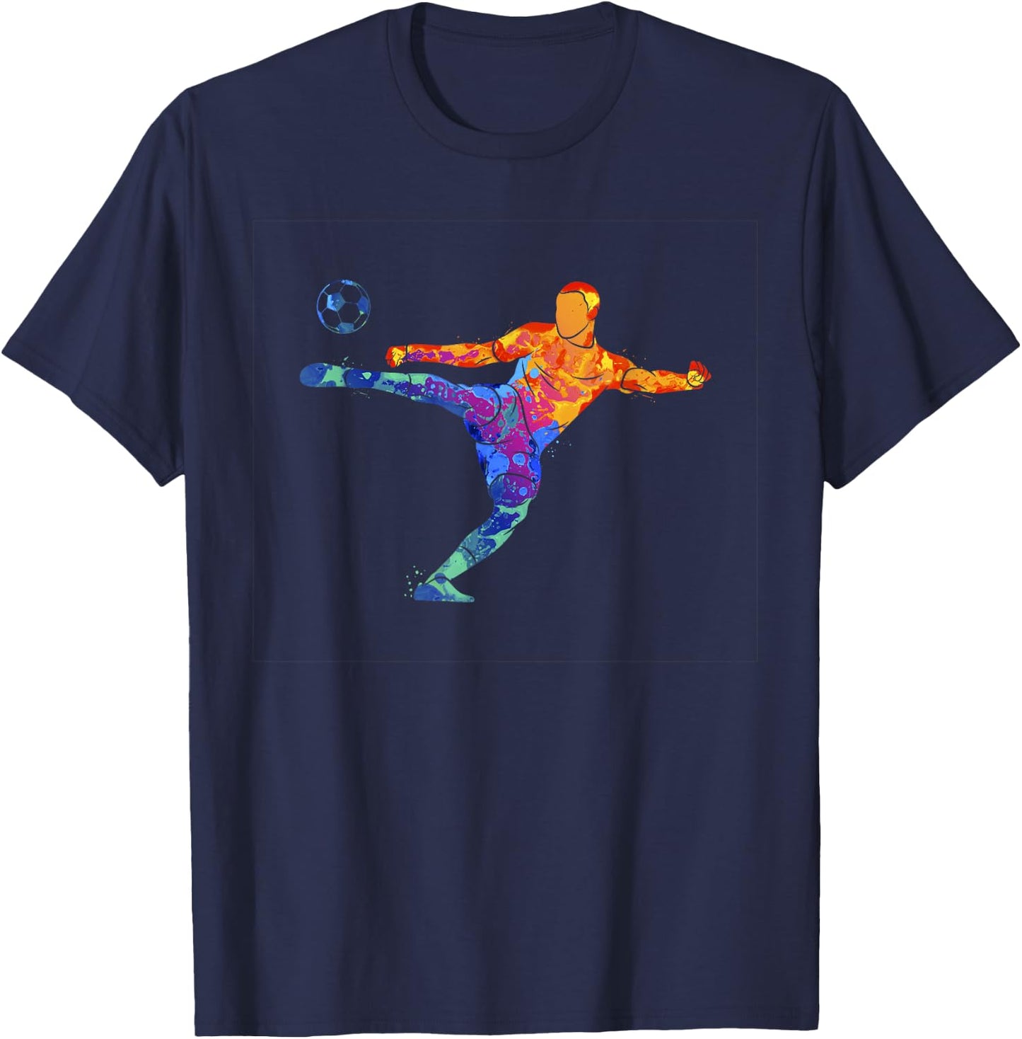 Soccer Athlete Sports Graphic Drawing T-Shirt - T-Shirt | Navy