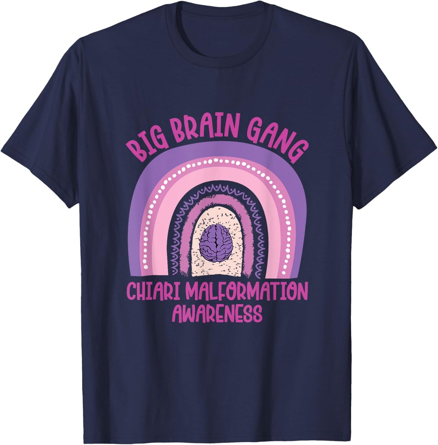 big brain gang Arnold Chiari Malformation awareness T-Shirt - T-Shirt | Navy