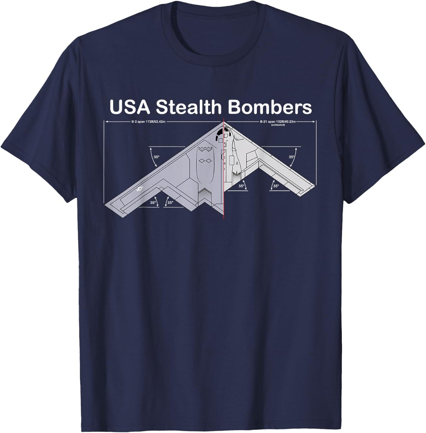 USA Stealth Bombers B-21 Raider VS B-2 Spirit Specs B21 T-Shirt - T-Shirt | Navy