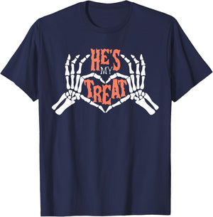 He is My Treat Matching Couple Halloween Costume Girlfriend T-Shirt - T-Shirt | Navy