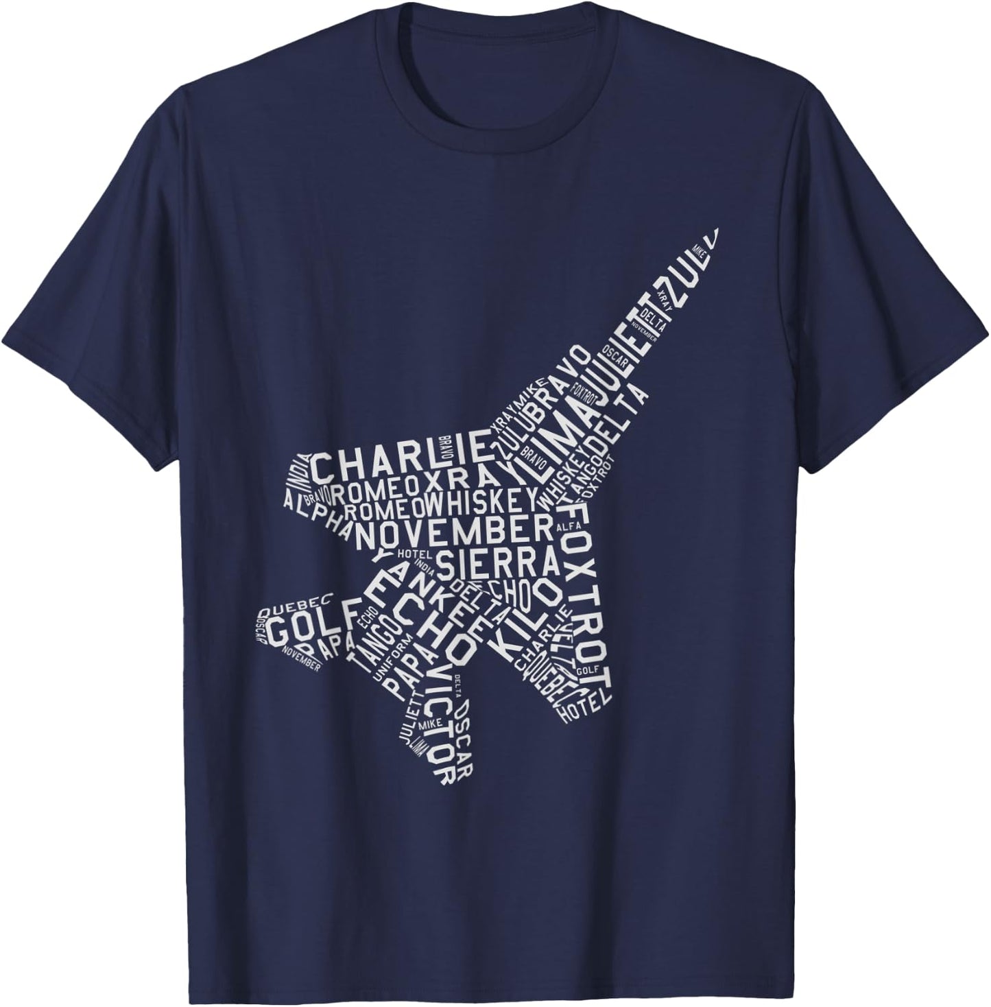 Jet Fighter Airplane Phonetic Alphabet Avgeek Pilot T-Shirt - T-Shirt | Navy