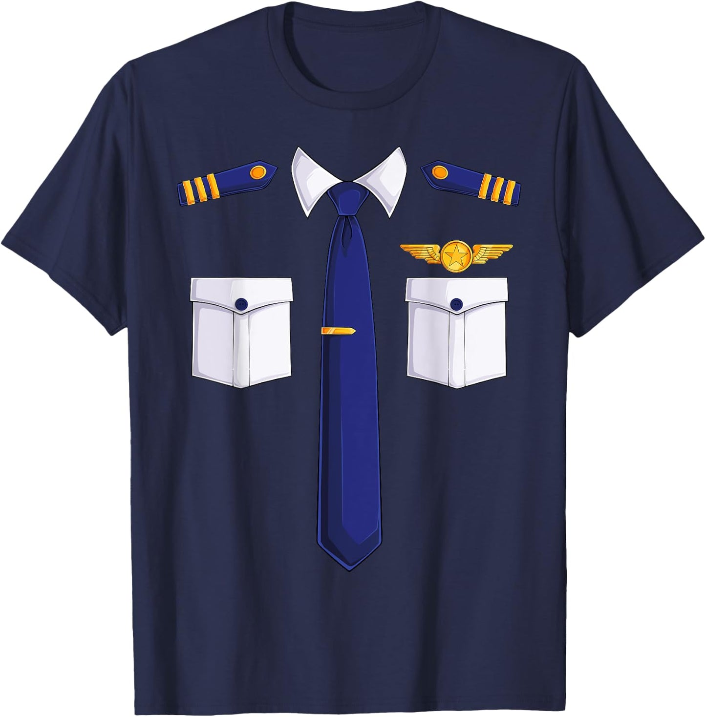 Funny Pilot Costume Airplane Kids Women Men Boys Halloween T-Shirt - T-Shirt | Navy