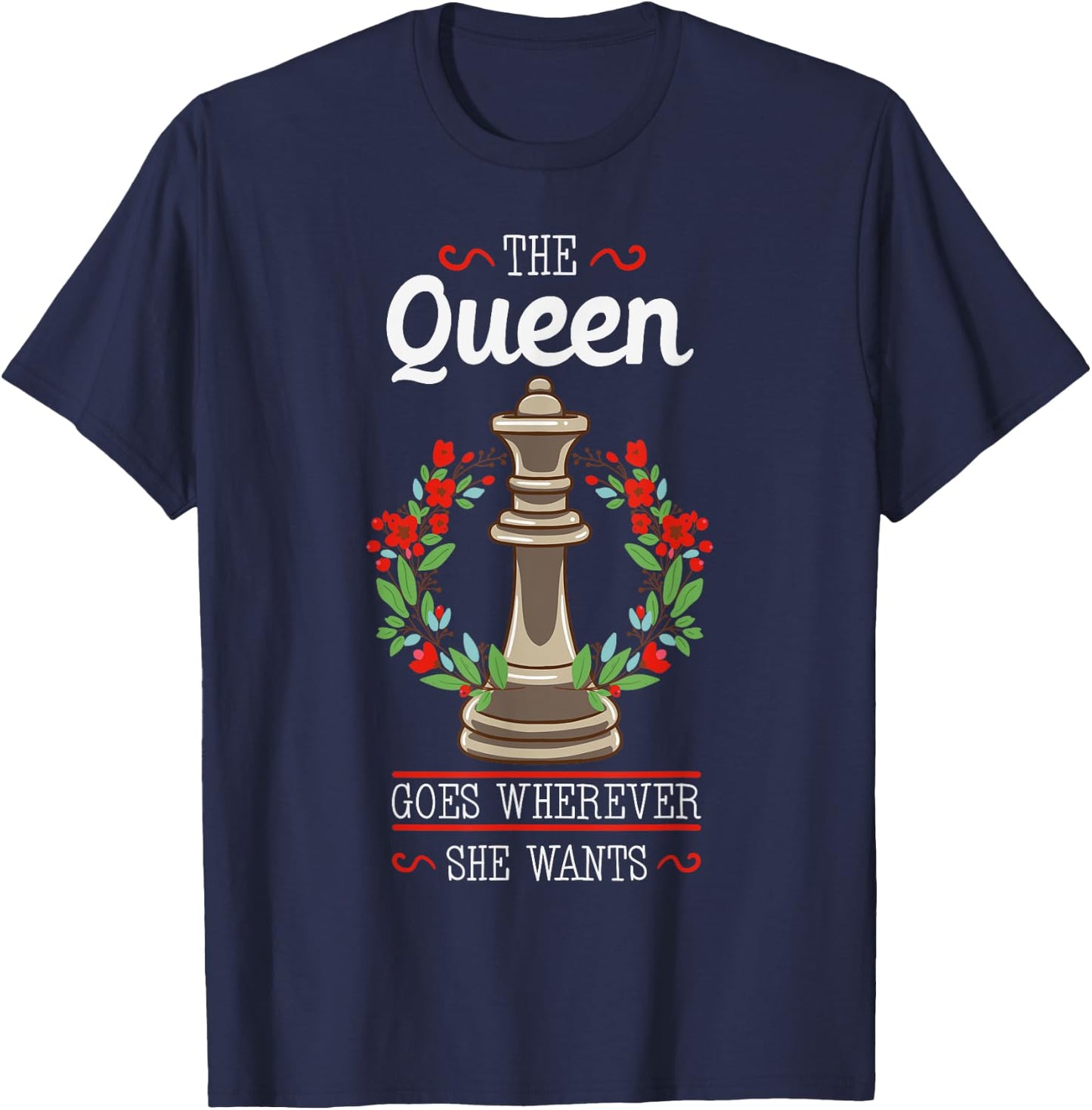 Chess Players Queen Boardgame Pieces Checkmate T-Shirt - T-Shirt | Navy
