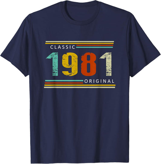 Birthday, Classic of 1981 Original, 44th Retro T-Shirt - T-Shirt | Navy