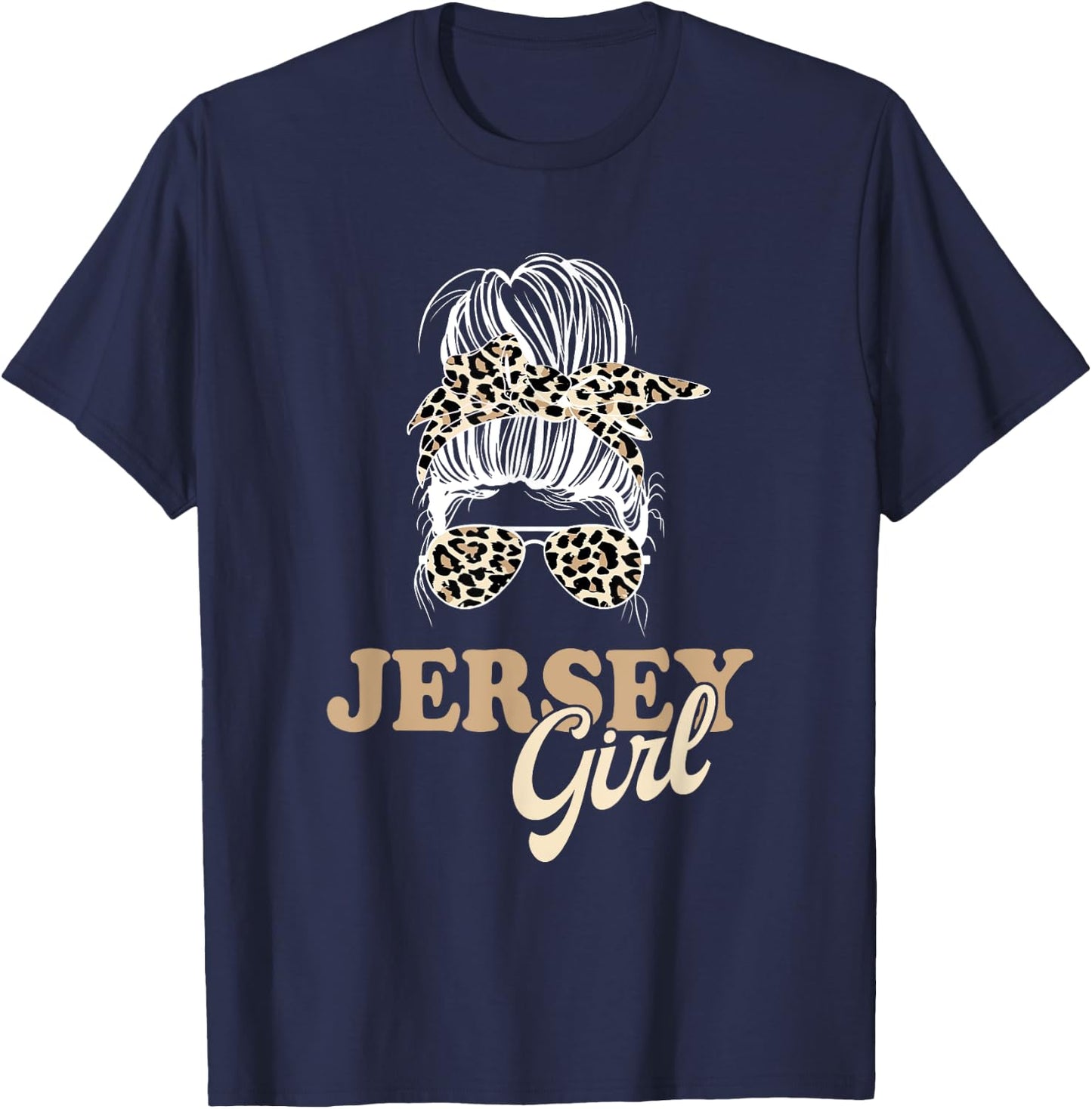 Jersey Girl Messy Bun T-Shirt - T-Shirt | Navy