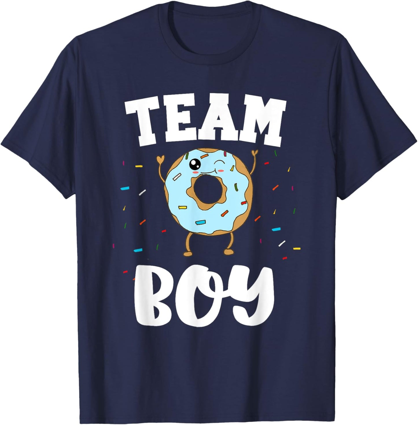 Team Boy Donut Gender Reveal Party Funny and Cute Blue T-Shirt - T-Shirt | Navy